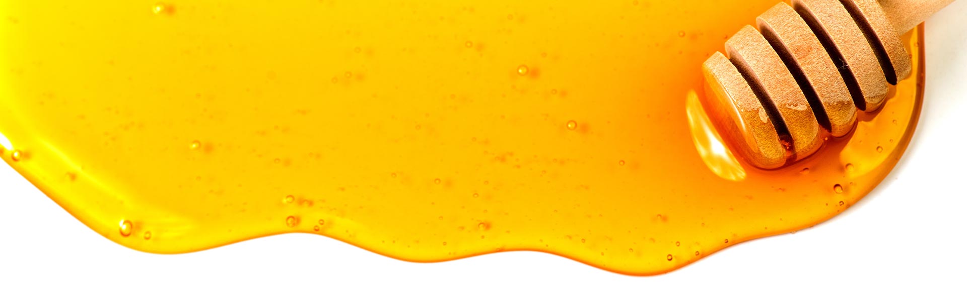 A Honey dipper lying in a pool of Honey.